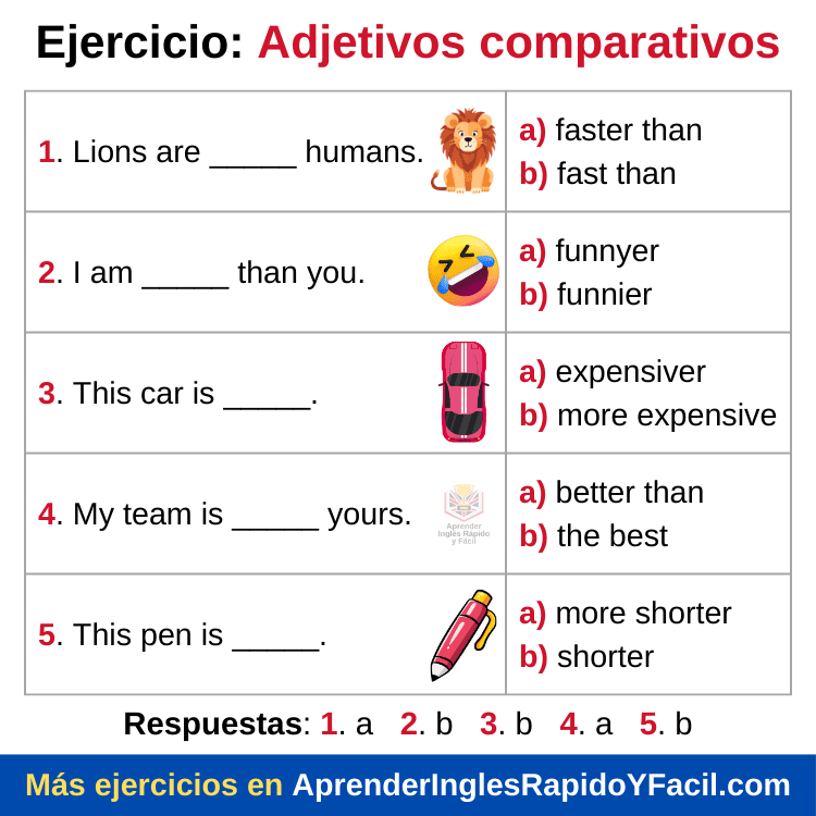 ejercicios de comparativos en inglés