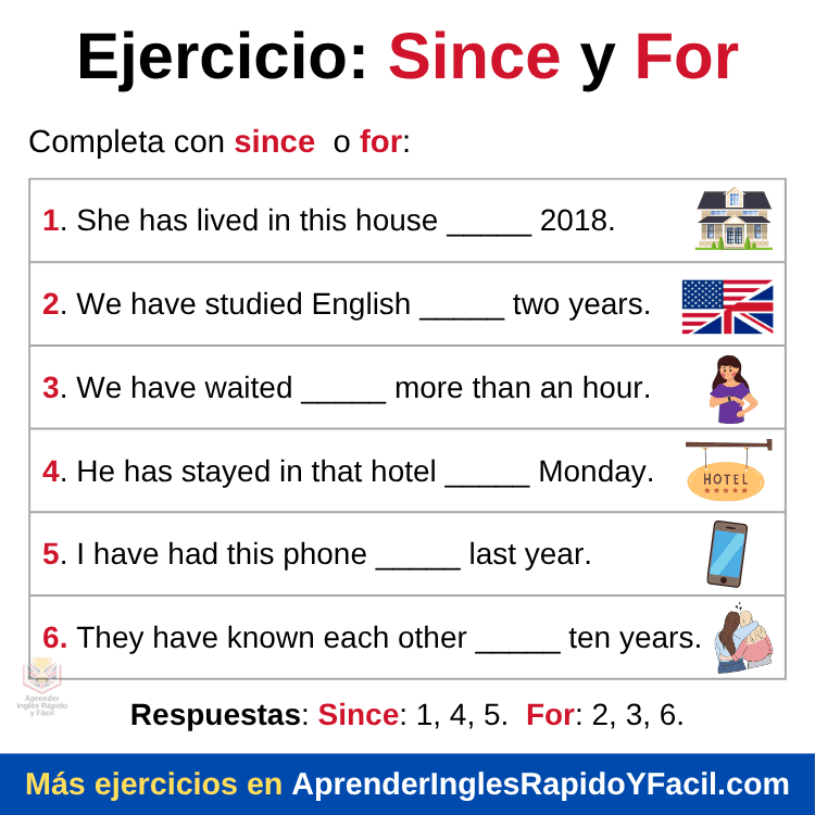 ejercicios de for y since