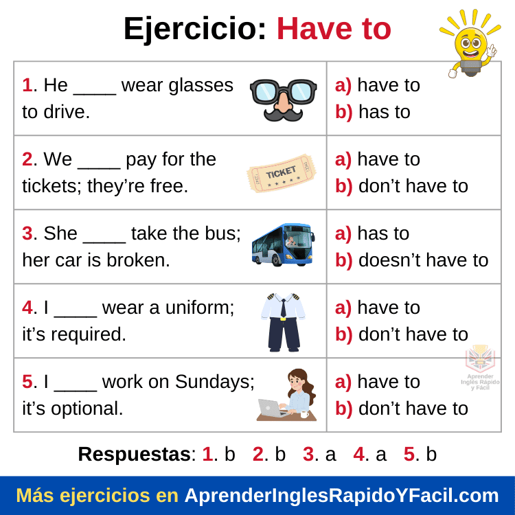 ejercicios de have to y has to