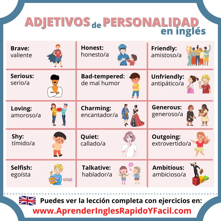 Adjetivos de Personalidad en inglés con ejemplos