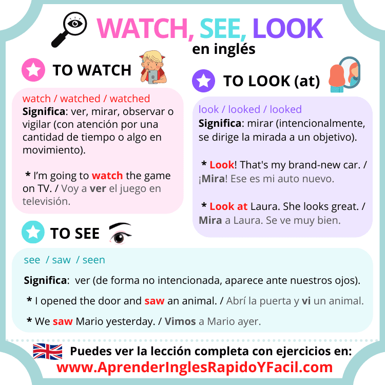 diferencia entre see look y watch